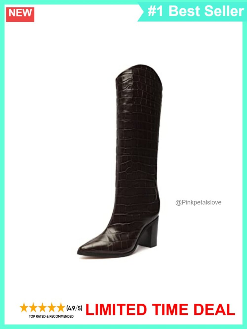 Maryana Block Boots Croc-Embossed Faux Leather Chunky Heel Ankle Booties